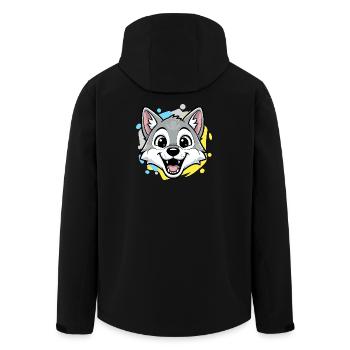 Wolf Kopf Cartoon Art - Recycelte Männer Softshell-Jacke von Stanley/Stella - Schwarz - Hinten - AI Model Male 185 light (185cm)