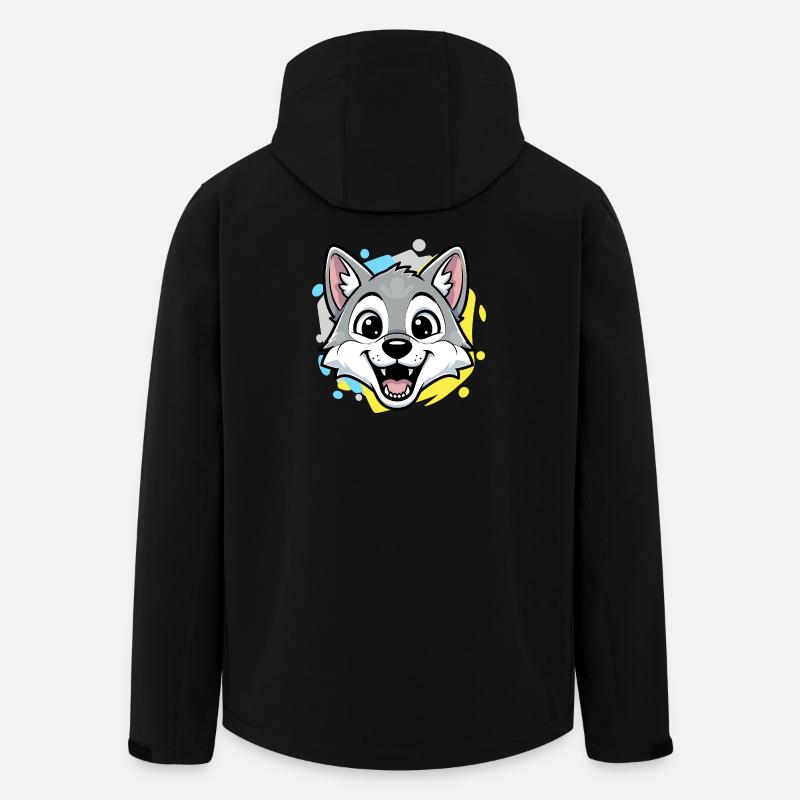 Wolf Kopf Cartoon Art - Recycelte Männer Softshell-Jacke von Stanley/Stella - Schwarz