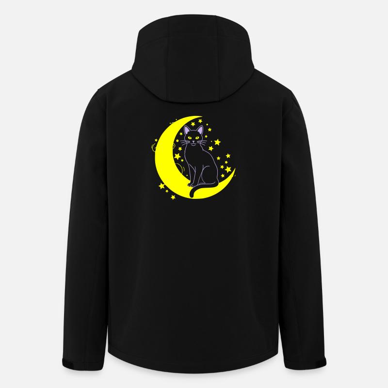  Katze Mond Sterne Outline - Recycelte Männer Softshell-Jacke von Stanley/Stella - Schwarz