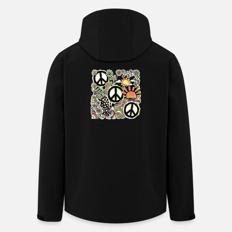 Paix Hippie, Flower Stop The War - Veste softshell homme en polyester recyclé Stanley/Stella - noir