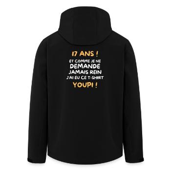 Funny Draw Boy Teen 17 Years Funny Birthday 17 - Men’s Recycled Softshell Jacket by Stanley/Stella - black - Back - AI Model Male 185 light (185cm)