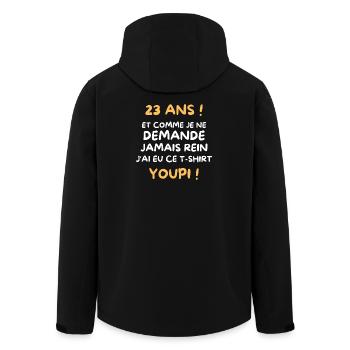 Funny Draw Boy Teen 23 Years Funny Birthday 23 - Men’s Recycled Softshell Jacket by Stanley/Stella - black - Back - AI Model Male 185 light (185cm)