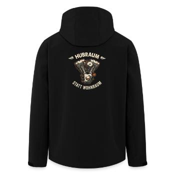 Hubraum statt Wohnraum - Retro Biker Spruch - Recycelte Männer Softshell-Jacke von Stanley/Stella - Schwarz - Hinten - AI Model Male 185 light (185cm)