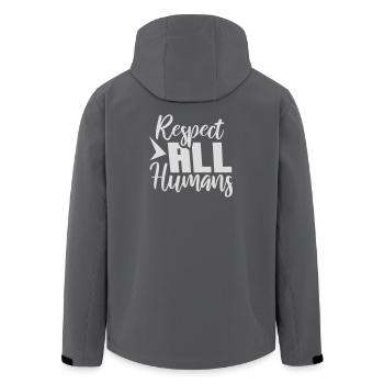 Respect All Humans Statement Menschlichkeit Spruch - Recycelte Männer Softshell-Jacke von Stanley/Stella - Anthrazit - Hinten - AI Model Male 185 light (185cm)