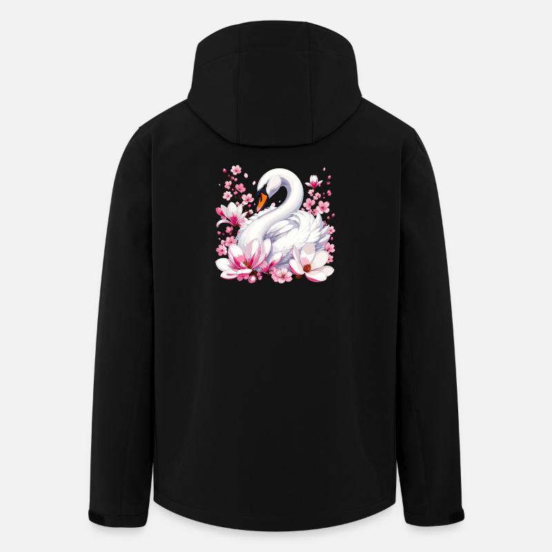 Weißer Schwan mit Kirschblüten - Recycelte Männer Softshell-Jacke von Stanley/Stella - Schwarz