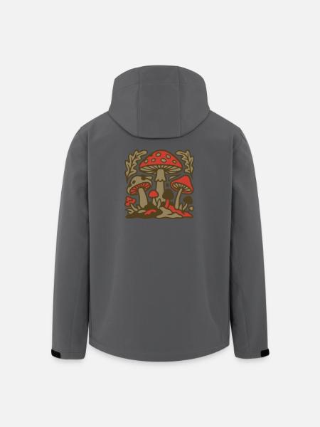 Forest Mushrooms Nature Graphic - Men’s Recycled Softshell Jacket by Stanley/Stella - black