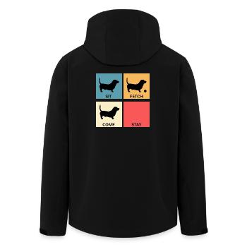 Basset Hound Dog Lover Gift for Dog Mom - Men’s Recycled Softshell Jacket by Stanley/Stella - black - Back - AI Model Male 185 light (185cm)