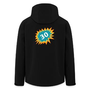 30 Geburtstag, Burst Sticker - Recycelte Männer Softshell-Jacke von Stanley/Stella - Schwarz - Hinten - AI Model Male 185 light (185cm)