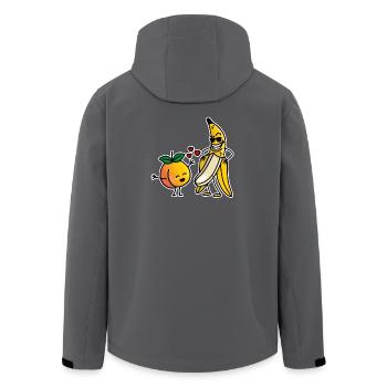 Peach banana funny couple sex valentines day - Men’s Recycled Softshell Jacket by Stanley/Stella - anthracite - Back - AI Model Male 185 light (185cm)