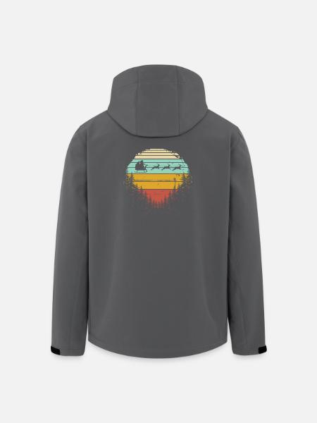 Retro-Schlittenhunde in Sunset Pines - Recycelte Männer Softshell-Jacke von Stanley/Stella - Schwarz