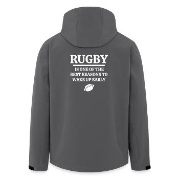 rugby, rugby sport, rugby humor - Men’s Recycled Softshell Jacket by Stanley/Stella - anthracite - Back - AI Model Male 185 light (185cm)