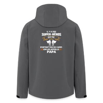 Humour Super-Héros Papa Illustration - Veste softshell homme en polyester recyclé Stanley/Stella - charbon - Dos - AI Model Male 185 light (185cm)
