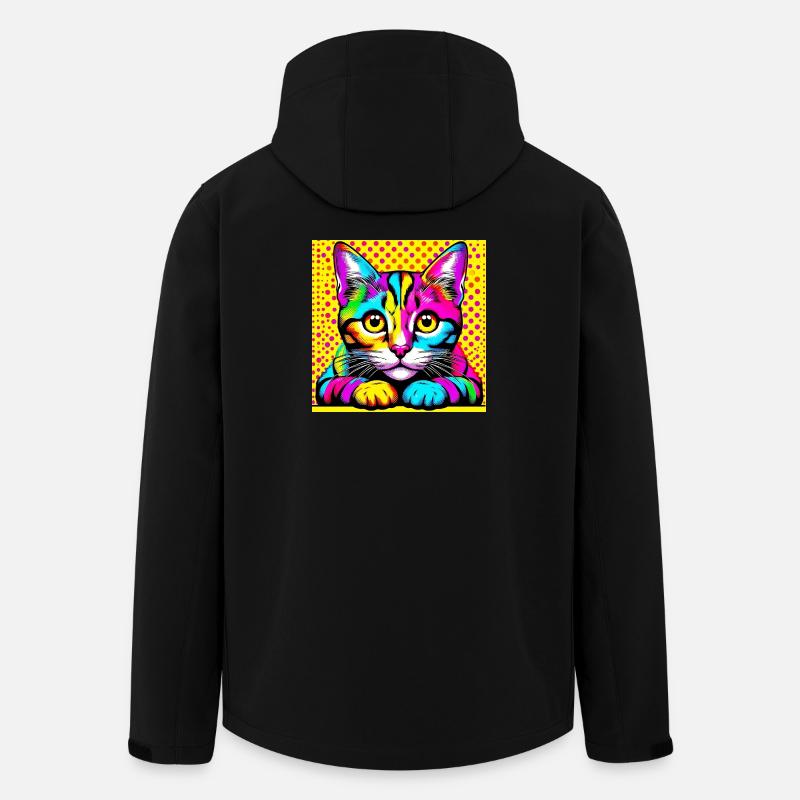 Chat Pop Art - Veste softshell homme en polyester recyclé Stanley/Stella - noir