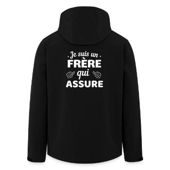 T-shirt Humour Frère qui Assure - Men’s Recycled Softshell Jacket by Stanley/Stella - black - Back - AI Model Male 185 light (185cm)