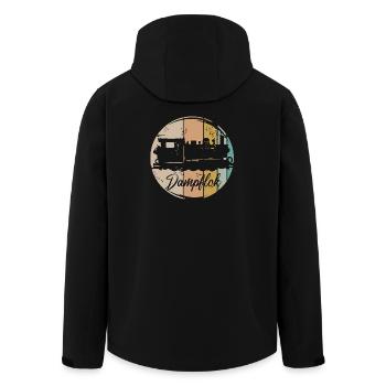 retro Dampflok Eisenbahn alte Lok vintage Symbol - Recycelte Männer Softshell-Jacke von Stanley/Stella - Schwarz - Hinten - AI Model Male 185 light (185cm)