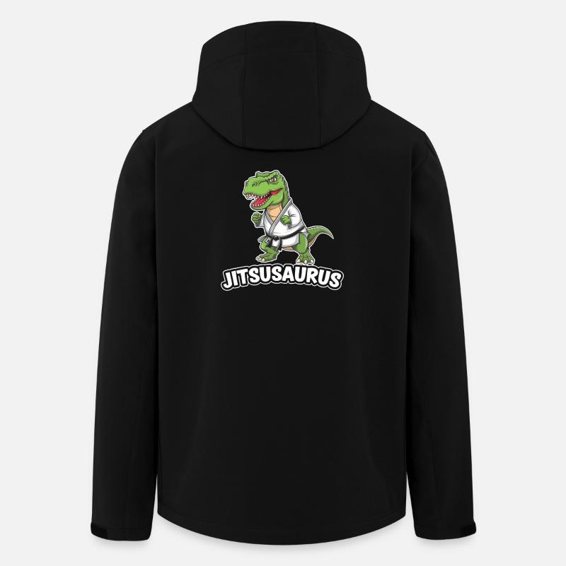 Dinosaure Jitsusaurus en équipement de Jiu-Jitsu - Veste softshell homme en polyester recyclé Stanley/Stella - noir