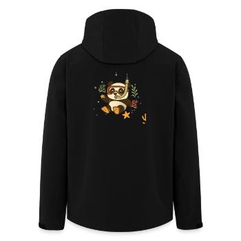 Schnorchelnder Panda im Meer - Recycelte Männer Softshell-Jacke von Stanley/Stella - Schwarz - Hinten - AI Model Male 185 light (185cm)