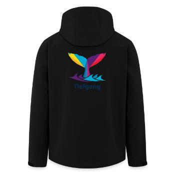 Abstrait coloré nageoire de baleine avec « tirant d’eau » - Veste softshell homme en polyester recyclé Stanley/Stella - noir - Dos - AI Model Male 185 light (185cm)