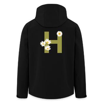 Lettre h vert marguerites - Veste softshell homme en polyester recyclé Stanley/Stella - noir - Dos - AI Model Male 185 light (185cm)
