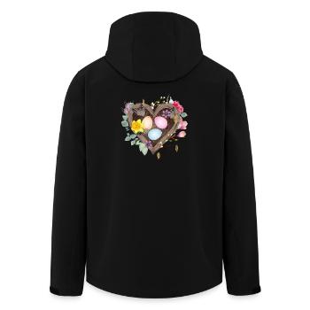 Heart-shaped nest with colorful Easter eggs - Men’s Recycled Softshell Jacket by Stanley/Stella - black - Back - AI Model Male 185 light (185cm)