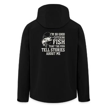 I'm So Good At Catching Fish Angler Saying Fishing - Men’s Recycled Softshell Jacket by Stanley/Stella - black - Back - AI Model Male 185 light (185cm)