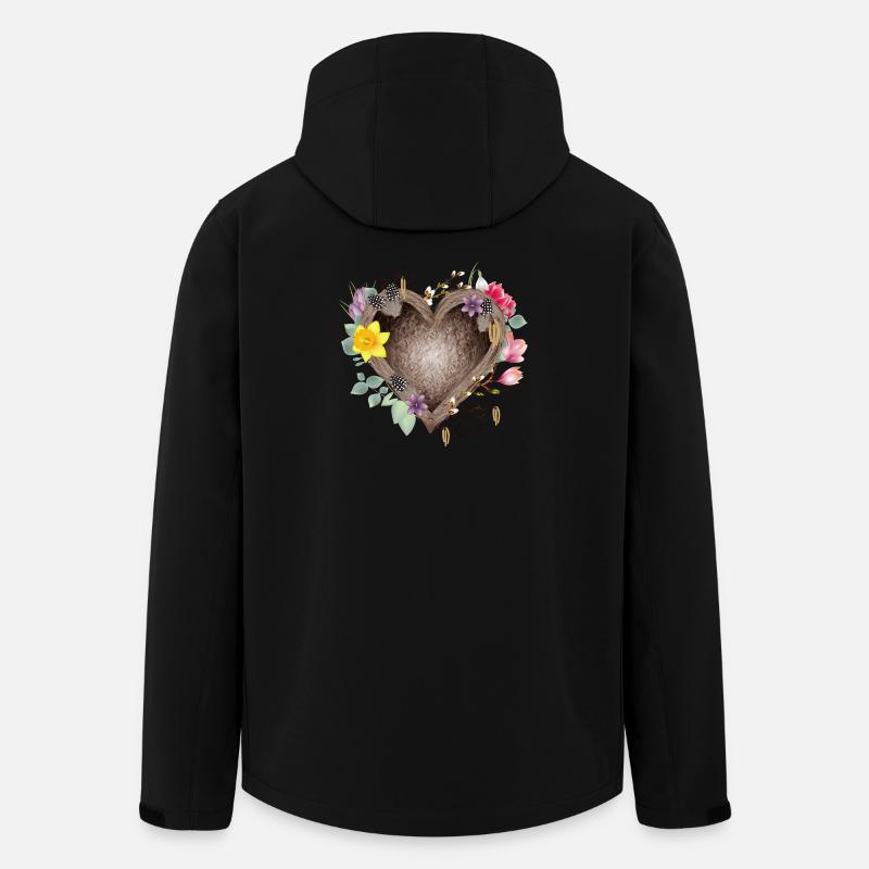 Heart-shaped bird's nest with spring flowers - Men’s Recycled Softshell Jacket by Stanley/Stella - black