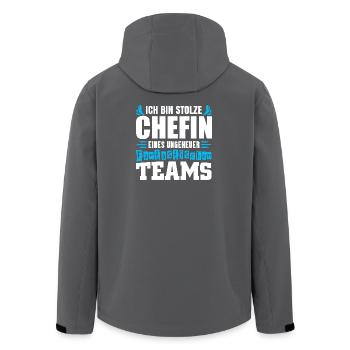 Patron fier Patron Madame Chef de département Chef d’équipe - Veste softshell homme en polyester recyclé Stanley/Stella - charbon - Dos - AI Model Male 185 light (185cm)