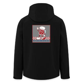 Keep Calm Bierkarikatur - Recycelte Männer Softshell-Jacke von Stanley/Stella - Schwarz - Hinten - AI Model Male 185 light (185cm)