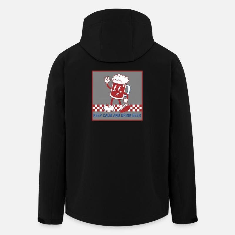 Caricature de la bière Keep Calm - Veste softshell homme en polyester recyclé Stanley/Stella - noir