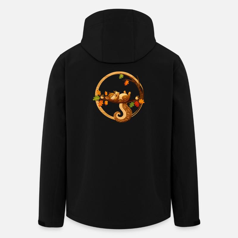 Schlafendes Eichhörnchen im Herbstkreis   - Recycelte Männer Softshell-Jacke von Stanley/Stella - Schwarz