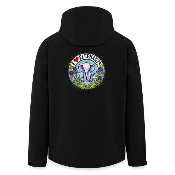 Cercle floral J’adore les éléphants - Veste softshell homme en polyester recyclé Stanley/Stella - noir - Dos - AI Model Male 185 light (185cm)