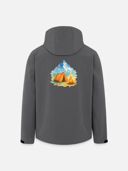 Wasserfarben Lagerfeuer Berg - Recycelte Männer Softshell-Jacke von Stanley/Stella - Schwarz