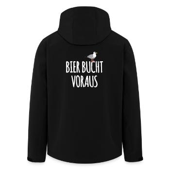 Bier Bucht Seefahrer Kneipe - Recycelte Männer Softshell-Jacke von Stanley/Stella - Schwarz - Hinten - AI Model Male 185 light (185cm)
