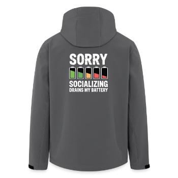 Joke about sociable, exhausted introverts - Men’s Recycled Softshell Jacket by Stanley/Stella - anthracite - Back - AI Model Male 185 light (185cm)