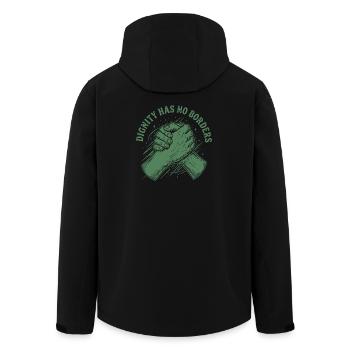 Les droits de l’homme : la dignité rétro n’a pas de déclaration frontalière - Veste softshell homme en polyester recyclé Stanley/Stella - noir - Dos - AI Model Male 185 light (185cm)