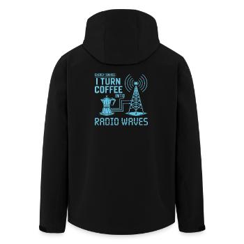 I Turn Coffee Into Radio Waves - Men’s Recycled Softshell Jacket by Stanley/Stella - black - Back - AI Model Male 185 light (185cm)