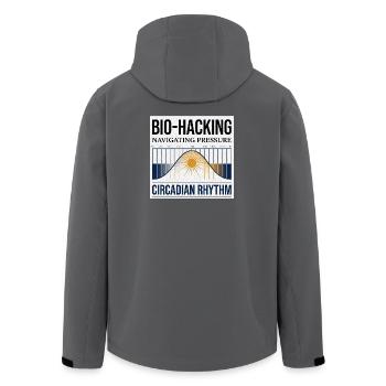 Bio Hacking - Men’s Recycled Softshell Jacket by Stanley/Stella - anthracite - Back - AI Model Male 185 light (185cm)