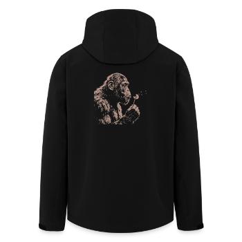 Chimpanzee Blowing Dandelion Art Monkey Nature - Men’s Recycled Softshell Jacket by Stanley/Stella - black - Back - AI Model Male 185 light (185cm)