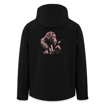 Chimpanzee Blowing Dandelion Art Monkey Nature - Men’s Recycled Softshell Jacket by Stanley/Stella - black - Back - AI Model Male 185 light (185cm)