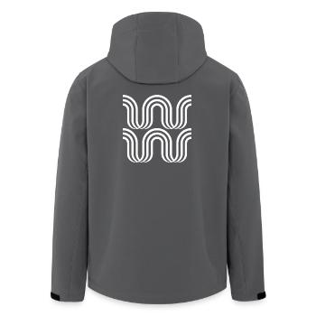 Monochrome Waves Embrace - Men’s Recycled Softshell Jacket by Stanley/Stella - anthracite - Back - AI Model Male 185 light (185cm)