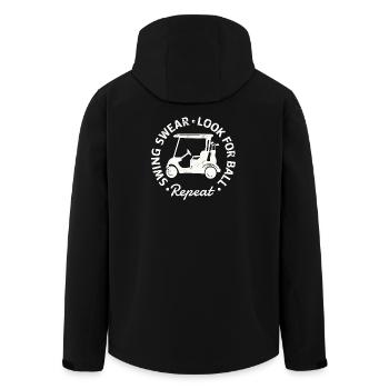 Swing Swear - Look For Ball - Repeat - Men’s Recycled Softshell Jacket by Stanley/Stella - black - Back - AI Model Male 185 light (185cm)
