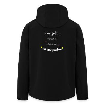 Jolis petits défauts cadeau humour homme ou femme - Veste softshell homme en polyester recyclé Stanley/Stella - noir - Dos - AI Model Male 185 light (185cm)