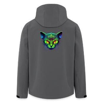 Hypnotische Katze - Recycelte Männer Softshell-Jacke von Stanley/Stella - Schwarz - Hinten - AI Model Male 185 light (185cm)