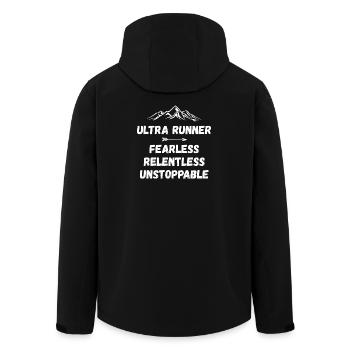 Ultra Runnner - Furchtlos. Unerbittlich. Unaufhaltsam. - Recycelte Männer Softshell-Jacke von Stanley/Stella - Schwarz - Hinten - AI Model Male 185 light (185cm)
