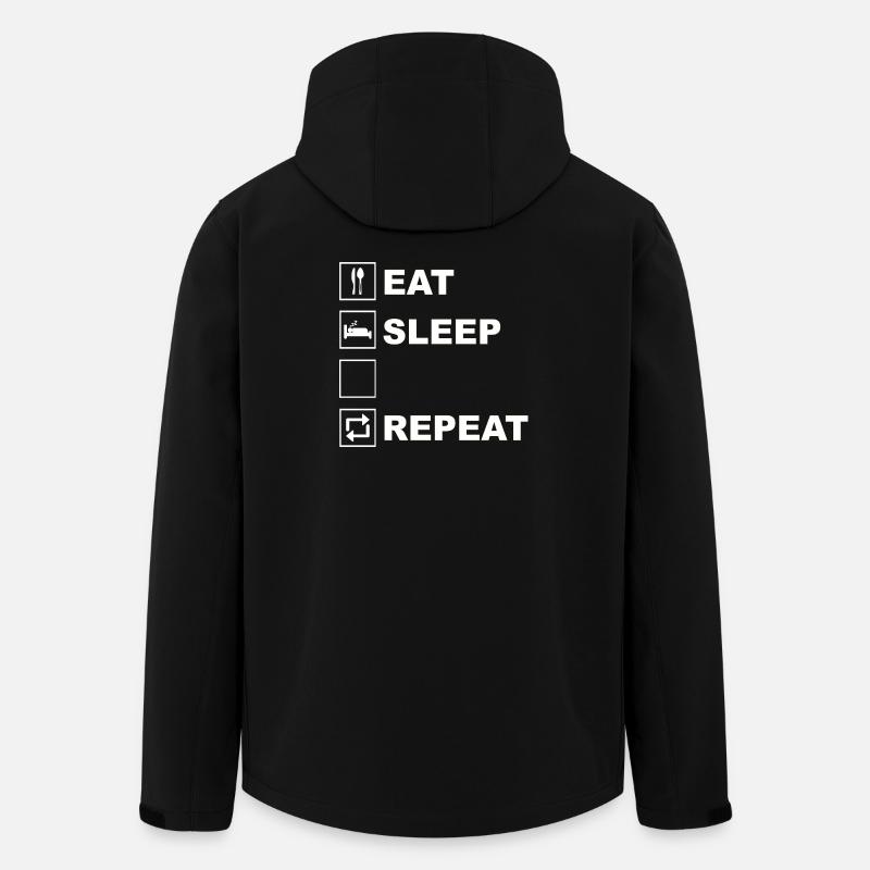 Eat Sleep Repeat Icon Layout - Recycelte Männer Softshell-Jacke von Stanley/Stella - Schwarz
