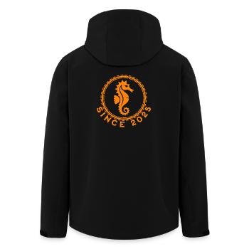 Seepferdchen Ozean Design - Recycelte Männer Softshell-Jacke von Stanley/Stella - Schwarz - Hinten - AI Model Male 185 light (185cm)