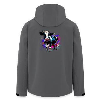 Kuh - Recycelte Männer Softshell-Jacke von Stanley/Stella - Schwarz - Hinten - AI Model Male 185 light (185cm)