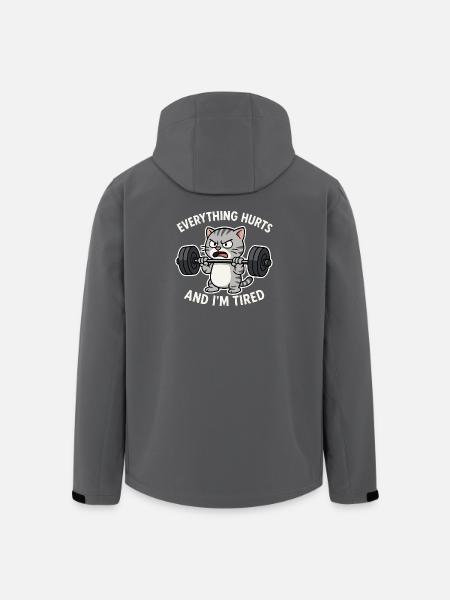 Angry Cat Lifting Barbell Illustration - Men’s Recycled Softshell Jacket by Stanley/Stella - black