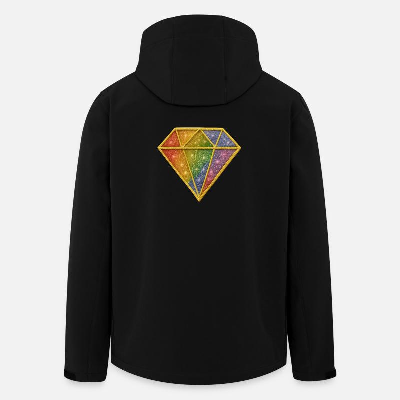 Rainbow Glitter Diamond Patch - Men’s Recycled Softshell Jacket by Stanley/Stella - black