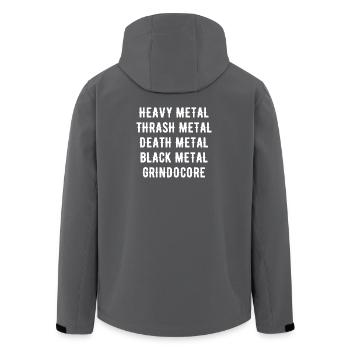 Heavy, Death, Thrash Metal Grindcore Typographie - Veste softshell homme en polyester recyclé Stanley/Stella - charbon - Dos - AI Model Male 185 light (185cm)